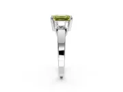 3 Stone Engagement Ring Setting for Fancy Yellow Emerald Cut Center with Matching Side Accents and Prong Head in Sterling Silver