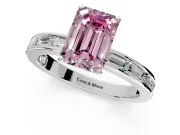 Solitaire Engagement Ring Setting for Fancy Pink Emerald Cut Center with Channel Baguette Band and Prong Head in Platinum