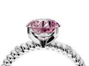 Rope Engagement Ring Setting for Fancy Pink Round Cut Center with Accent Shoulders and Prong Head in White Gold
