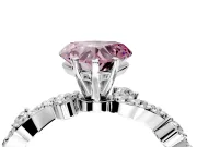 Solitaire Engagement Ring Setting for Fancy Pink Heart-Shaped Center with Bar-Station Pave Twist and Prong Head in Sterling Silver