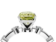 Solitaire Engagement Ring Setting for Fancy Yellow Radiant Cut Center with Bezel Station Band and Prong Head in Platinum