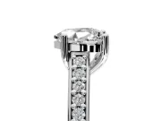 Solitaire Engagement Ring Setting for Heart-Shaped Center with Pave Cathedral Band and Prong Head in Sterling Silver