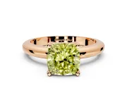 Solitaire Engagement Ring Setting for Fancy Yellow Cushion Cut Center with Wire Band and Prong Head in Rose Gold