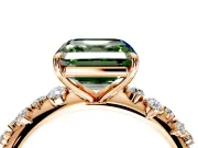 Cluster Engagement Ring Setting for Fancy Green Asscher Cut Center with Round Cut Accent Band and Prong Head in Rose Gold