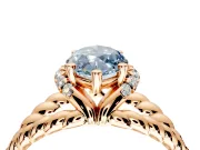 Halo Engagement Ring Setting for Fancy Blue Marquise Center with Rope Twist Split Shank and Prong Head in Rose Gold