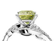 Solitaire Engagement Ring Setting for Fancy Yellow Princess Cut Center with Pave Bypass Twist Band and Prong Head in White Gold