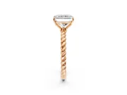Solitaire Engagement Ring Setting for Radiant Cut Center with Plain Twisted Rope Band and Prong Head in Rose Gold