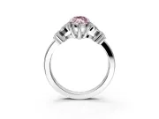 Floral Engagement Ring Setting for Fancy Pink Marquise Center with Marquise Cluster Shoulders and Prong Head in White Gold