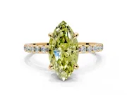 Solitaire Engagement Ring Setting for Fancy Yellow Marquise Center with Fine Pave Narrow Band and Prong Head in Yellow Gold