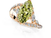 Solitaire Engagement Ring Setting for Fancy Yellow Marquise Center with Pave Bypass Twist Band and Prong Head in Rose Gold