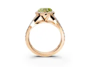 Halo Engagement Ring Setting for Fancy Yellow Heart-Shaped Center with Narrow Pave Split Shank and Prong Head in Rose Gold