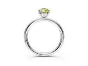 Hidden Halo Engagement Ring Setting for Fancy Yellow Pear-Shaped Center with Thin Rounded Band and Prong Head in White Gold