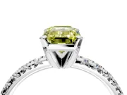 Solitaire Engagement Ring Setting for Fancy Yellow Emerald Cut Center with Large Accents and Prong Head in Platinum