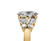 Solitaire Engagement Ring Setting for Oval Center with Marquise Flower Shoulders and Prong Head in Yellow Gold