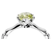 Solitaire Engagement Ring Setting for Fancy Yellow Marquise Center with Bamboo Band and Prong Head in Platinum