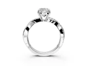 Crossover Engagement Ring Setting for Cushion Cut Center with Pave and Plain Strands and Prong Head in Platinum