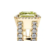 Halo Engagement Ring Setting for Fancy Yellow Asscher Cut Center with Wide-Open Pave Split Shank and Prong Head in Yellow Gold