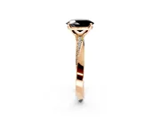 Side Accent Engagement Ring Setting for Fancy Black Oval Center with Accent Shoulders and Prong Head in Rose Gold