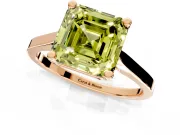 Solitaire Engagement Ring Setting for Fancy Yellow Asscher Cut Center with Tapered Shoulders and Prong Head in Rose Gold