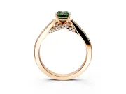 Solitaire Engagement Ring Setting for Fancy Green Emerald Cut Center with Crossover Accents and Prong Head in Rose Gold