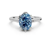 Solitaire Engagement Ring Setting for Fancy Blue Oval Center with Cathedral Band and Prong Head in Platinum