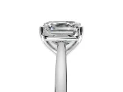 Solitaire Engagement Ring Setting for Asscher Cut Center with Narrow Cathedral Band and Prong Head in Platinum