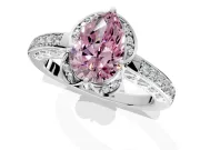 Floral Engagement Ring Setting for Fancy Pink Pear-Shaped Center with Four Accent Clusters and Prong Head in Sterling Silver