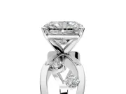 Solitaire Engagement Ring Setting for Radiant Cut Center with Criss-Cross Accent Band and Prong Head in Sterling Silver