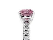 Solitaire Engagement Ring Setting for Fancy Pink Cushion Cut Center with Large Accents and Prong Head in White Gold