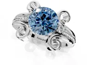 Solitaire Engagement Ring Setting for Fancy Blue Round Cut Center with Twisted Band and Scroll Prong Head in Platinum
