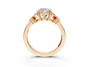 Floral Engagement Ring Setting for Cushion Cut Center with Marquise Cluster Shoulders and Prong Head in Rose Gold