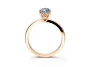 Solitaire Engagement Ring Setting for Fancy Blue Pear-Shaped Center with Fine Wire Band and Prong Head in Rose Gold
