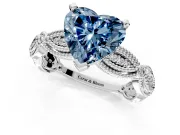 Solitaire Engagement Ring Setting for Fancy Blue Heart-Shaped Center with Marquise Panel Band and Prong Head in Platinum