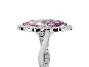 Halo Engagement Ring Setting for Fancy Pink Marquise Center with Twist Band and Prong Head in White Gold