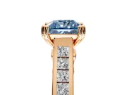 Solitaire Engagement Ring Setting for Fancy Blue Princess Cut Center with Channel Band and Double Claw Prong Head in Rose Gold