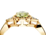 Cluster Engagement Ring Setting for Fancy Yellow Pear-Shaped Center with Milgrain Shoulder Clusters and Prong Head in Yellow Gold