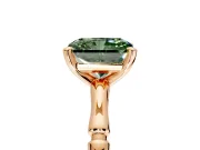 Solitaire Engagement Ring Setting for Fancy Green Radiant Cut Center with Bamboo Band and Prong Head in Rose Gold
