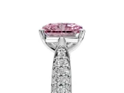 Solitaire Engagement Ring Setting for Fancy Pink Radiant Cut Center with Multi-Row Accents and Prong Head in Sterling Silver