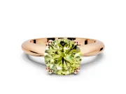 Solitaire Engagement Ring Setting for Fancy Yellow Round Cut Center with Reverse Tapered Band and Prong Head in Rose Gold