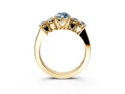 5 Stone Engagement Ring Setting for Fancy Blue Marquise Center with Equal Close-Set Accents and Prong Head in Yellow Gold