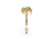 Halo Engagement Ring Setting for Fancy Yellow Heart-Shaped Center with Inner Milgrain Border and Prong Head in Yellow Gold