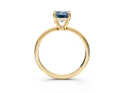 Minimalist Solitaire Engagement Ring Setting for Fancy Blue Emerald Cut Center with Thin Band and Prong Head in Yellow Gold