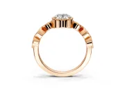 Vintage Station Engagement Ring Setting for Oval Center with Accents and Prong Head in Rose Gold