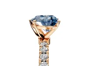 Open Basket Engagement Ring Setting for Fancy Blue Heart-Shaped Center with Pave Band and Prong Head in Rose Gold