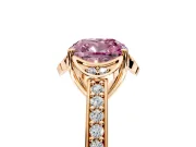 Floral Engagement Ring Setting for Fancy Pink Cushion Cut Center with Four Accent Clusters and Prong Head in Rose Gold