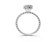 Solitaire Engagement Ring Setting for Heart-Shaped Center with Plain Twisted Rope Band and Prong Head in White Gold