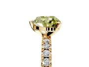 Solitaire Engagement Ring Setting for Fancy Yellow Heart-Shaped Center with Fine Pave Band and Claw Prong Head in Yellow Gold
