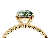 Solitaire Engagement Ring Setting for Fancy Green Oval Center with 2-Strand Rope Twist Band and Prong Head in Yellow Gold