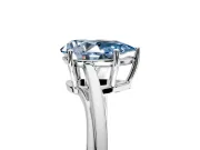 Solitaire Engagement Ring Setting for Fancy Blue Pear-Shaped Center with Plain Bypass Twist Band and Prong Head in White Gold