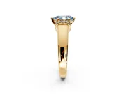 Solitaire Engagement Ring Setting for Fancy Blue Pear-Shaped Center with Wide Band, Pave Collar and Prong Head in Yellow Gold